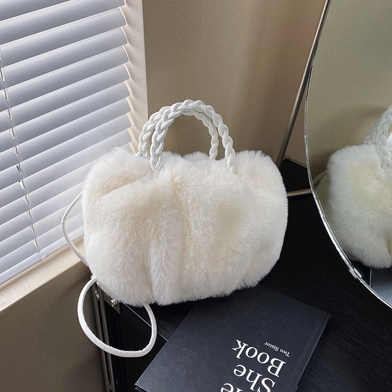 Ženska torbica za rame od pliša, gradski minimalistički stil, horizontalni kvadratni oblik, magnetsko zatvaranje, poliester podstava