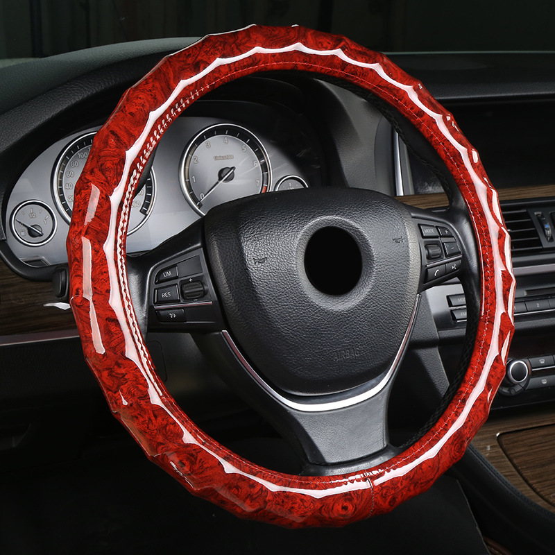 Navlaka za volan, univerzalna, četiri godišnja doba, imitacija drveta breskve, koža, ugradnja: općenita