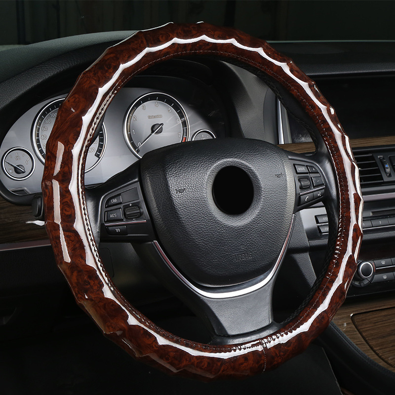 Navlaka za volan, univerzalna, četiri godišnja doba, imitacija drveta breskve, koža, ugradnja: općenita