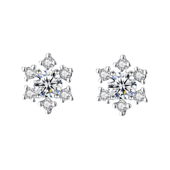 S999 srebrne naušnice s dizajnom snježne pahulje, s dijamantima, za žene