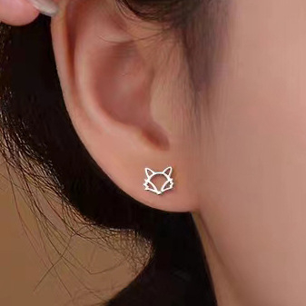 Cercei din argint Sterling, în formă de vulpe goală, unisex, electrogalvanizate