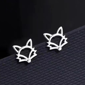 Cercei din argint Sterling, în formă de vulpe goală, unisex, electrogalvanizate