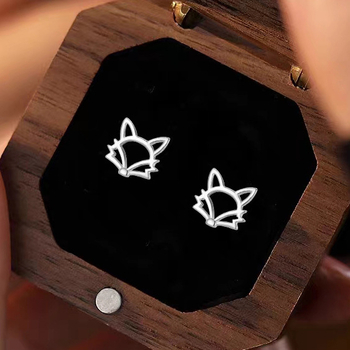 Cercei din argint Sterling, în formă de vulpe goală, unisex, electrogalvanizate