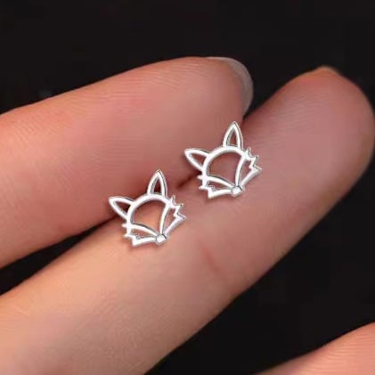 Cercei din argint Sterling, în formă de vulpe goală, unisex, electrogalvanizate