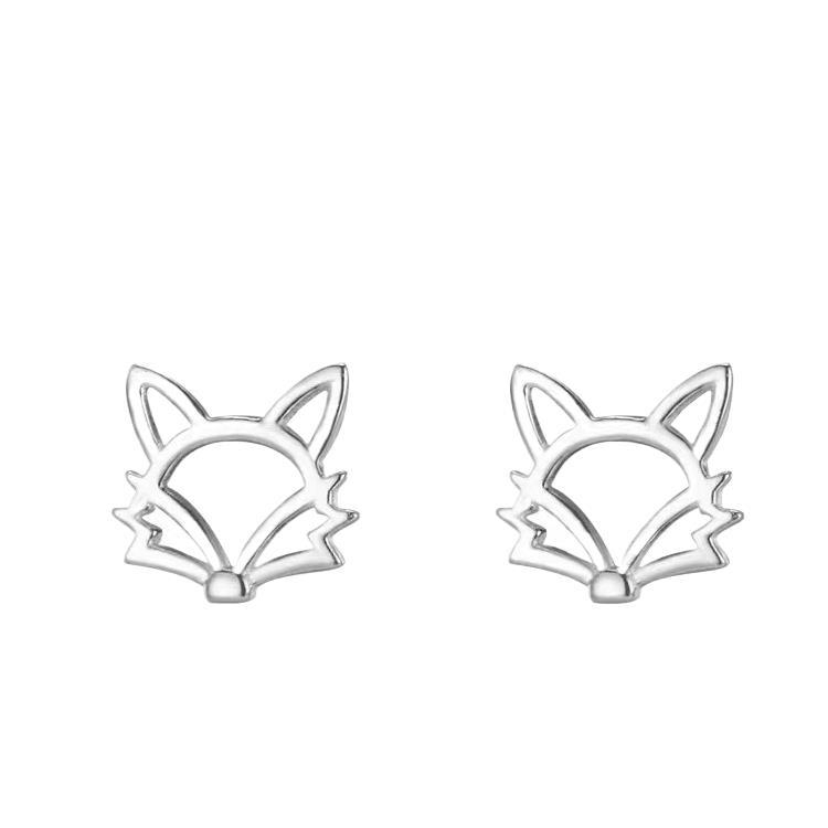 Cercei din argint Sterling, în formă de vulpe goală, unisex, electrogalvanizate