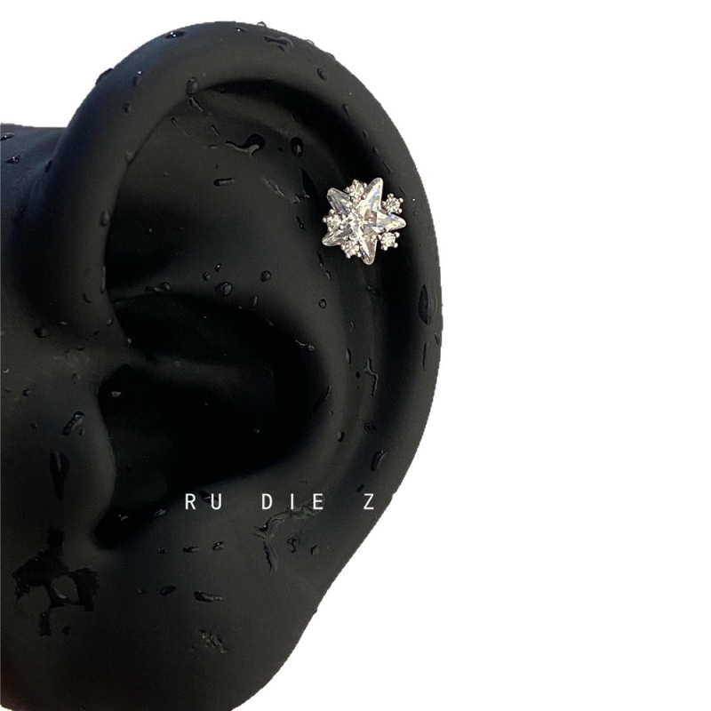 Cercei cu formă de stea din aliaj, cu tijă din argint 925, electroplacați, stil zână