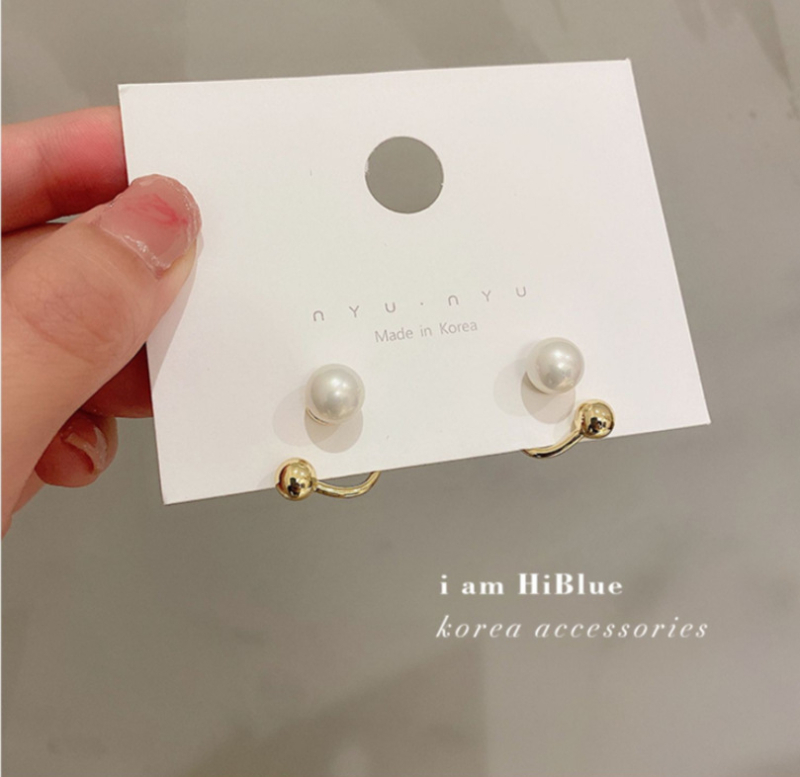 Stil coreean: cercei clip metalici cu mărgele perlate, S925 argintiu, placare cu aur, proaspăt și dulce
