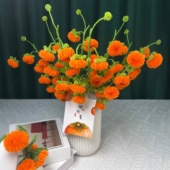 Kézzel készített plüss persimmon virágcsokor készlet — Meibao, 15–35 éveseknek, Modell 123