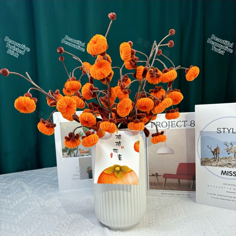 Rankų darbo pliušinis persimonų gėlių puokštės rinkinys — Meibao prekės ženklas, amžiaus grupė 15–35 m., modelis 123