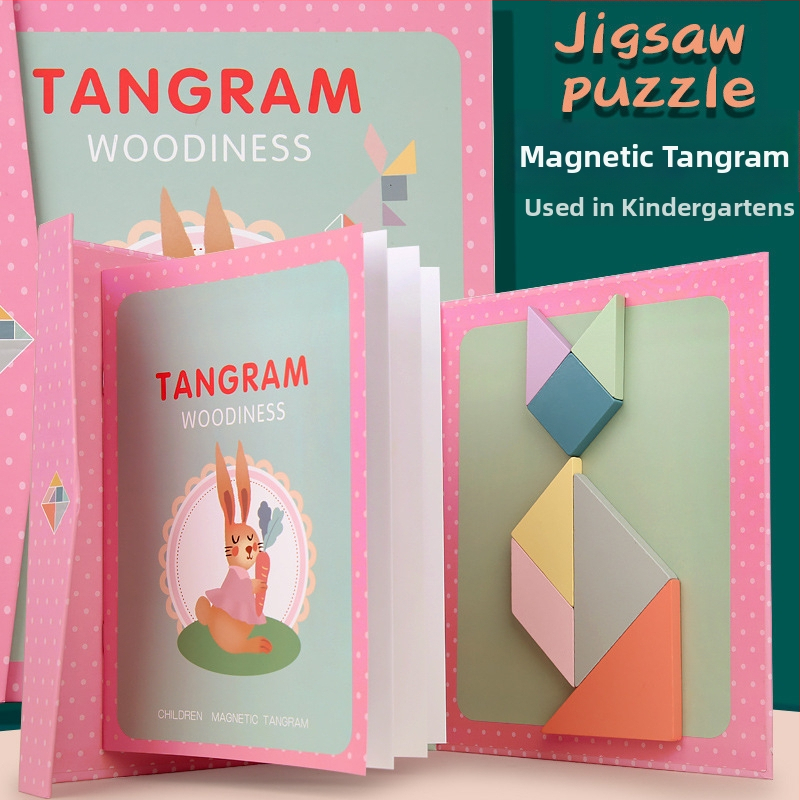 Magnezinė tangramų dėlionė, 3D popierinis švietimo žaislas vaikams 4–6 m, DIY užsiėmimas