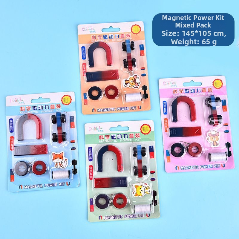 Galingas magnetinis mokslinis rinkinys su apvaliais magnetais, U formos magnetais ir lazdomagnetais; magnetinės kamuoliukų praktiniams eksperimentams; amžius 7–14 metų; prekės ženklas Yinuo; pakuotė: rinkinys