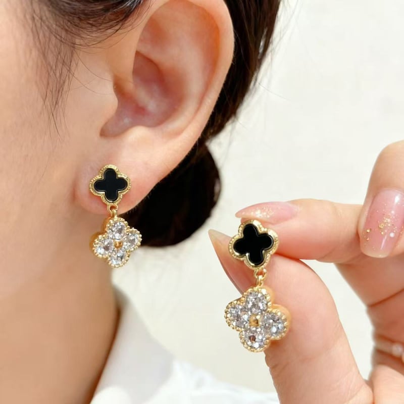 Cercei cu trifoi cu patru foi, pentru femei, cupru, electroplacare, formă geometrică, stil lux lejer