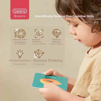 Beiens akių vystymosi kortelės kūdikiams ankstyvajai edukacijai (0–3 m.); medžiaga: popierius; įpakavimas: dėžutė; prekės ženklas: Beiens.