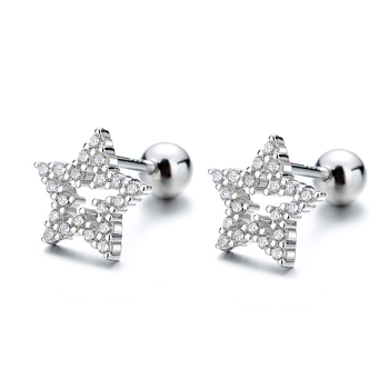 Cercei în formă de stea, argintii, electroplacați, Meilong Chengbo