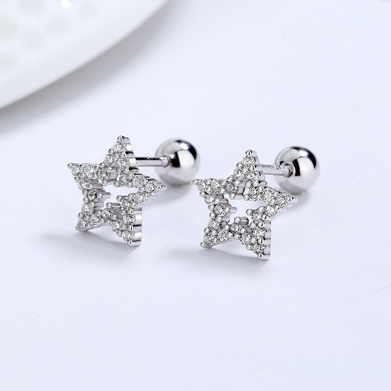 Cercei în formă de stea, argintii, electroplacați, Meilong Chengbo