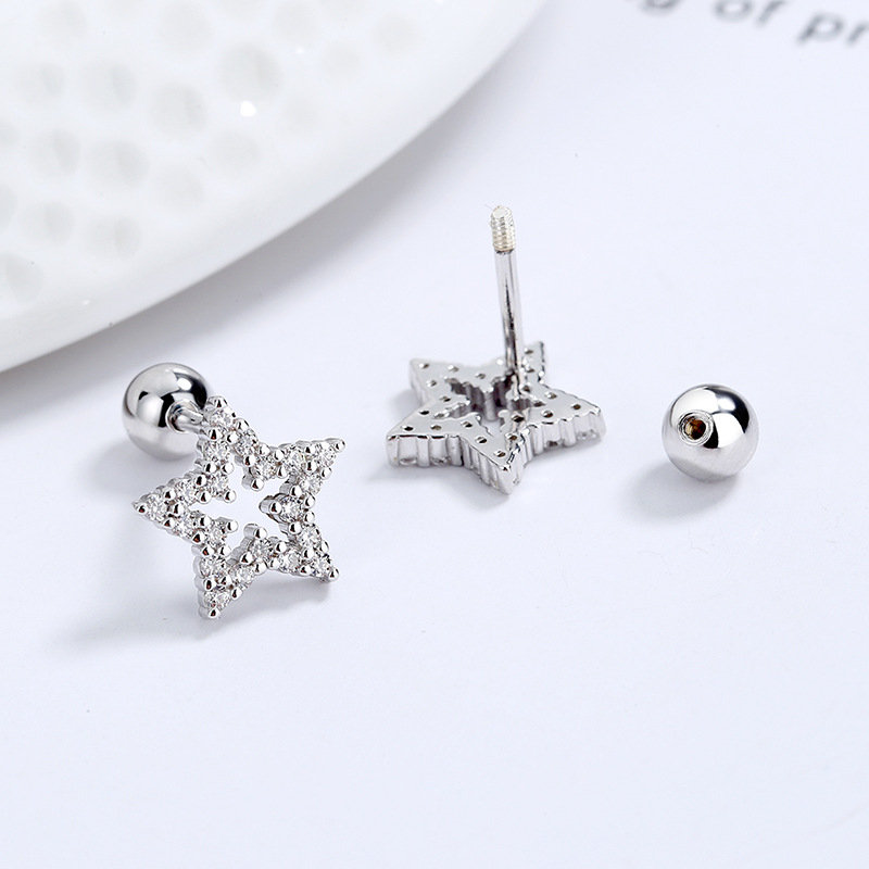 Cercei în formă de stea, argintii, electroplacați, Meilong Chengbo