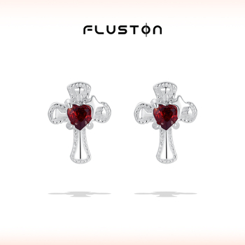 Geometriai csillag-kereszt fülbevalók, Feiton, 925-ös sterling ezüst, Ins stílus, eredeti tervezés, termék kódja He0236