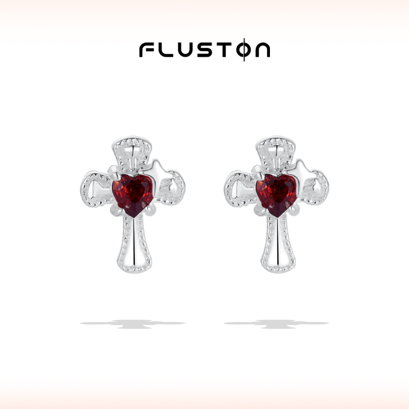 Geometriai csillag-kereszt fülbevalók, Feiton, 925-ös sterling ezüst, Ins stílus, eredeti tervezés, termék kódja He0236