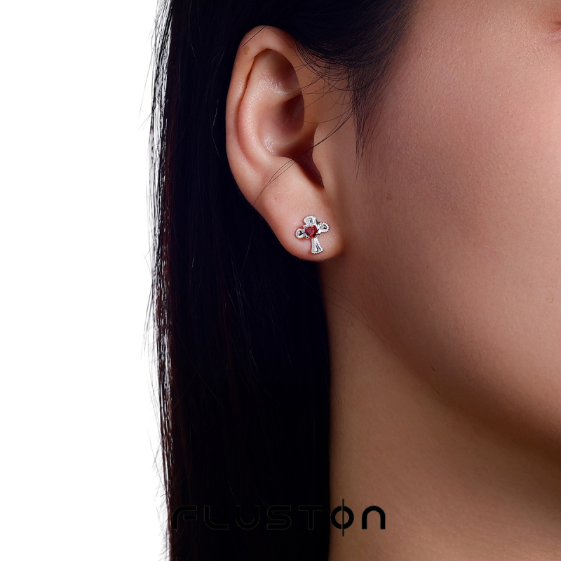 Geometriai csillag-kereszt fülbevalók, Feiton, 925-ös sterling ezüst, Ins stílus, eredeti tervezés, termék kódja He0236