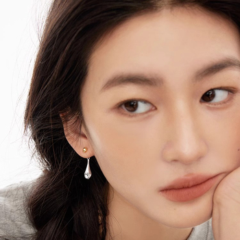 Bakrene kapljaste naušnice sa srebrnim premazom, nišni stil, za žene