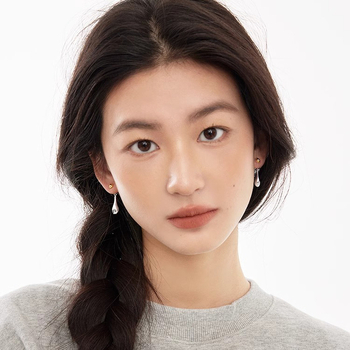 Bakrene kapljaste naušnice sa srebrnim premazom, nišni stil, za žene