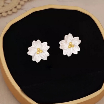 Naušnice od sterling srebra - oblik cvijeta trešnje - svijetli luksuzni stil - unisex - elektroplatinirani premaz
