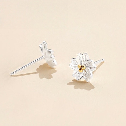 Naušnice od sterling srebra - oblik cvijeta trešnje - svijetli luksuzni stil - unisex - elektroplatinirani premaz