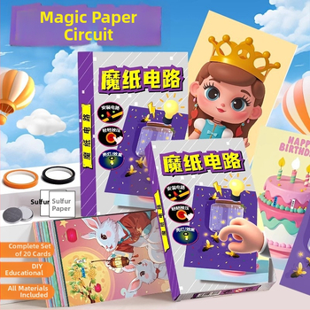 Kit DIY Circuit pe hârtie magic: Jucărie din hârtie, Experiment științific educațional, Felicitare luminosă, Vârsta 14+