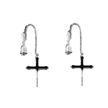 Cercei cu lanț încrucișat, design dintr-o singură bucată, geometric, stil hip-hop, cupru, placare electrolitică (cupru; placare electrolitică; geometric; hip-hop; unisex)