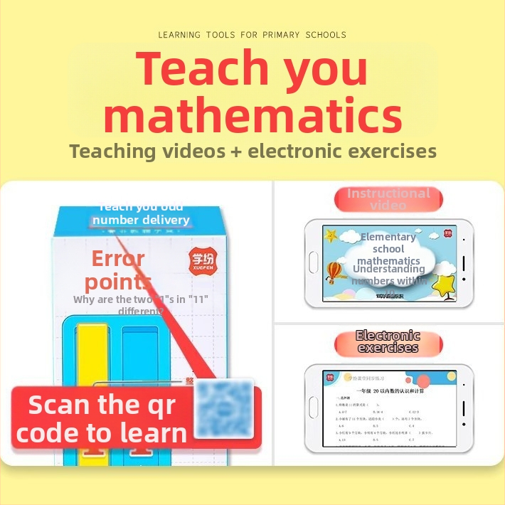 Pirmsskolas matemātikas mācību līdzeklis: Skaitļi un daudzumi — izpratne, salīdzināšana, saskaitīšana un atņemšana līdz 20; komplektā 20 kvadrāti, 10 lentītes, 36 matemātikas kartītes; 30 gab./kaste, 4 kastes; materiāli: polistirols un polietilēns.