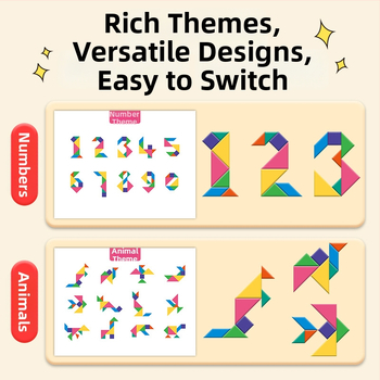 Magnetiline tangram mõistatus – puidust hariv mäng lastele, mustrite kokkupanek, 7–14-aastased, Shaoze culture, päritolu Wenzhou