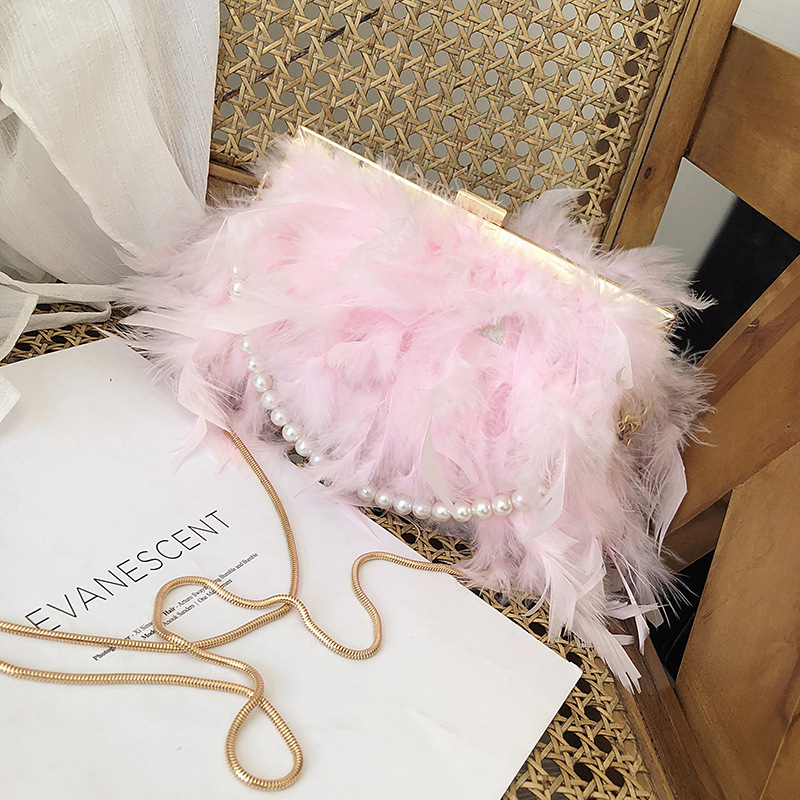 PU ženska crossbody torba s lancem, klips zatvaranje, horizontalni kvadratni oblik