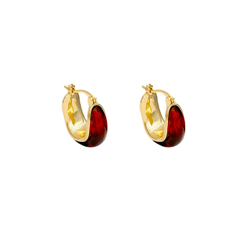 Naušnice Maillard Amber Geometrijski oblik (Material: Resin; Shape: Geometric; Plating: Electroplating; Ear posts: Copper)