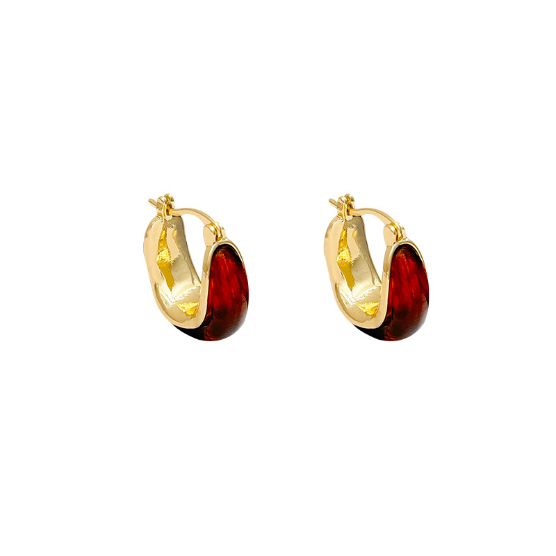 Naušnice Maillard Amber Geometrijski oblik (Material: Resin; Shape: Geometric; Plating: Electroplating; Ear posts: Copper)