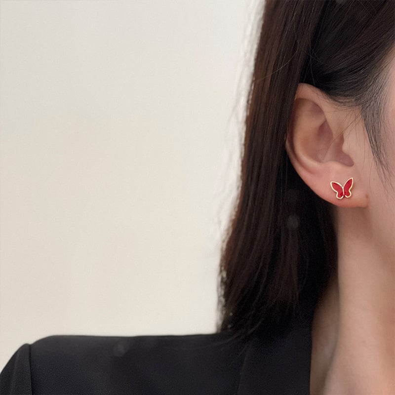 Cercei — cercei cu fluture tridimensional, negru și alb, eleganți și minimalist; cupru; electroplatare; stil natural; proaspăt și dulce