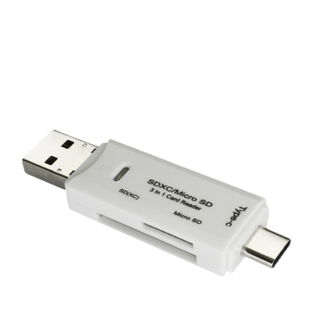 Cititor de carduri Type-C OTG – All-in-One USB 2.0 SD/TF pentru telefon și PC, Carcasă ABS, Model 11006