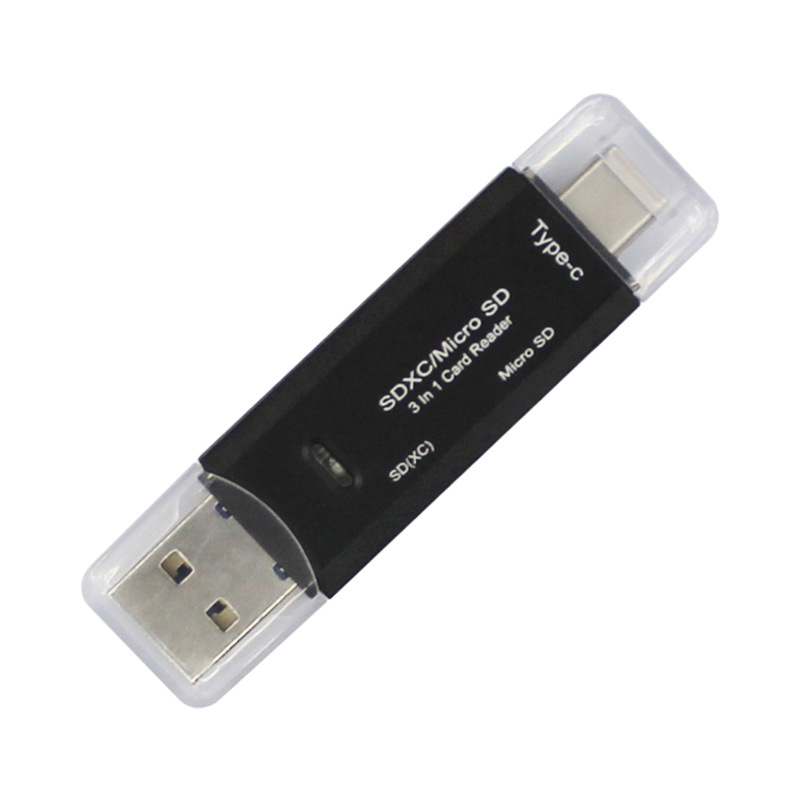 Cititor de carduri Type-C OTG – All-in-One USB 2.0 SD/TF pentru telefon și PC, Carcasă ABS, Model 11006