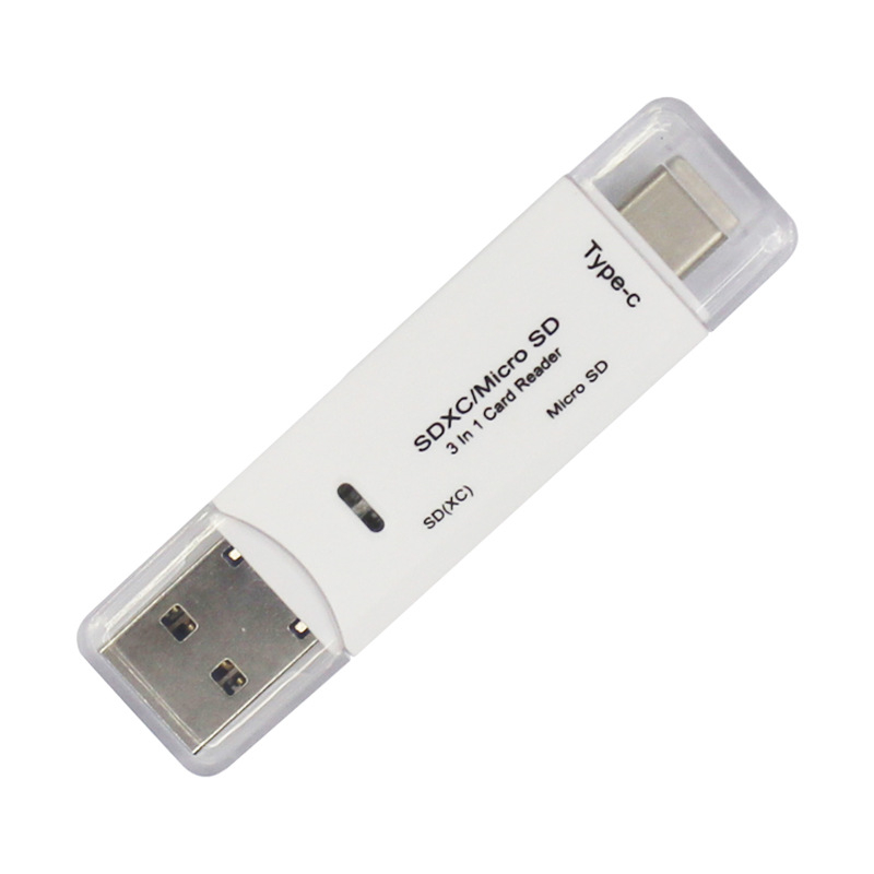 Cititor de carduri Type-C OTG – All-in-One USB 2.0 SD/TF pentru telefon și PC, Carcasă ABS, Model 11006