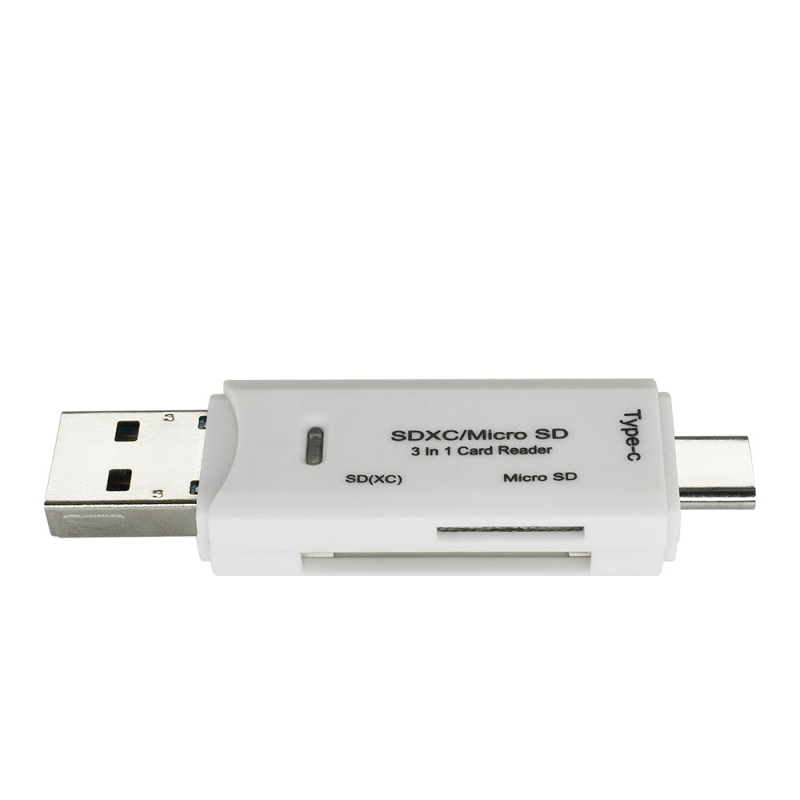 Cititor de carduri Type-C OTG – All-in-One USB 2.0 SD/TF pentru telefon și PC, Carcasă ABS, Model 11006