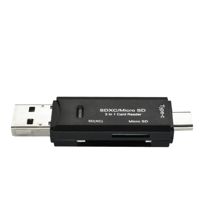 Cititor de carduri Type-C OTG – All-in-One USB 2.0 SD/TF pentru telefon și PC, Carcasă ABS, Model 11006