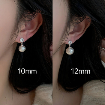 Gyöngy fülbevalók S925 ezüst tűvel, aranyozott réz, geometriai forma, hétköznapi stílus