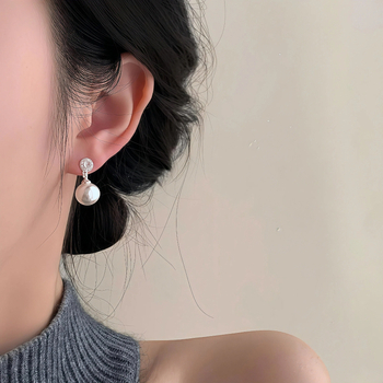 Gyöngy fülbevalók S925 ezüst tűvel, aranyozott réz, geometriai forma, hétköznapi stílus