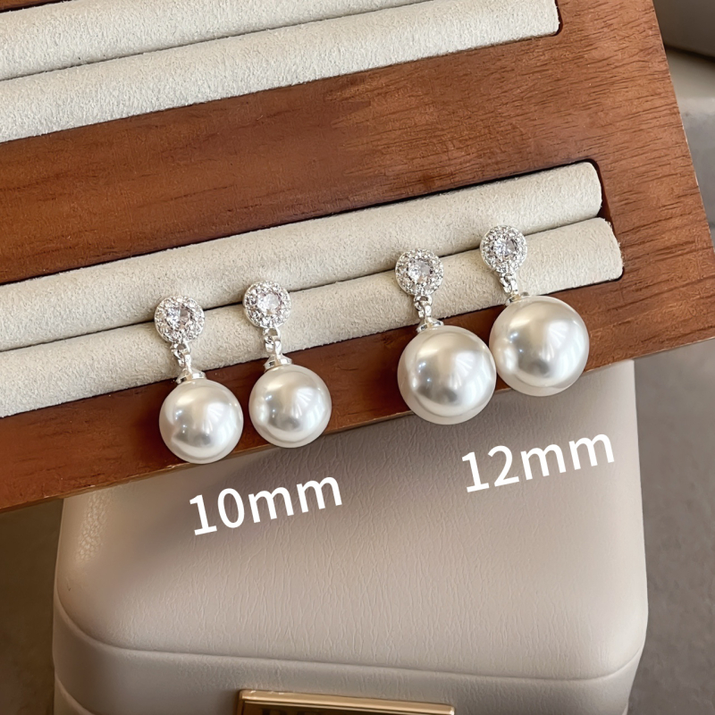 Gyöngy fülbevalók S925 ezüst tűvel, aranyozott réz, geometriai forma, hétköznapi stílus