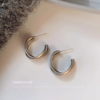 Cercei Longitudinal beauty – design geometric din cupru, știfturi din argint 925, stil natural