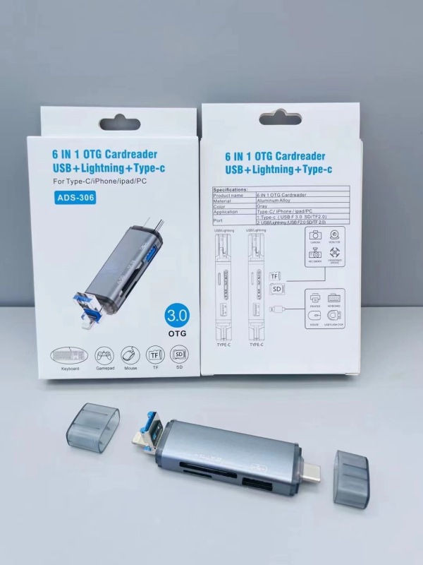 Cititor de carduri Six-in-One – interfață USB 2.0, slot TF, dispozitiv OEM multifuncțional extern