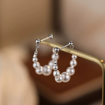 Női fülbevalók gyöngyházból, geometriai kialakítás, elektroplattálás, 925 ezüst fülcsap, könnyed luxus stílus