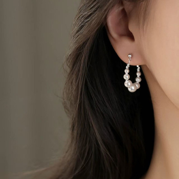 Női fülbevalók gyöngyházból, geometriai kialakítás, elektroplattálás, 925 ezüst fülcsap, könnyed luxus stílus