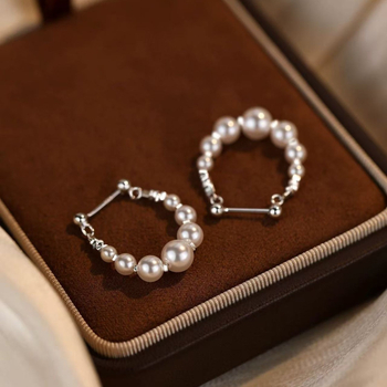 Női fülbevalók gyöngyházból, geometriai kialakítás, elektroplattálás, 925 ezüst fülcsap, könnyed luxus stílus