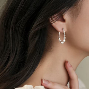 Női fülbevalók gyöngyházból, geometriai kialakítás, elektroplattálás, 925 ezüst fülcsap, könnyed luxus stílus