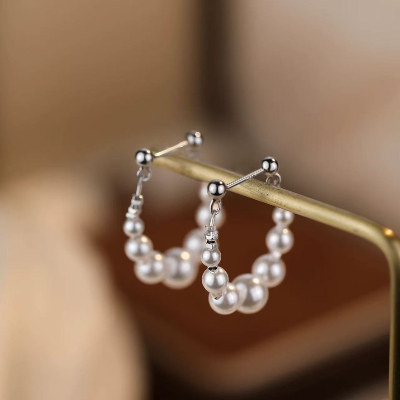 Női fülbevalók gyöngyházból, geometriai kialakítás, elektroplattálás, 925 ezüst fülcsap, könnyed luxus stílus